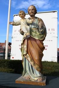 St. Joseph Statue en wood polychrome, France 19th century