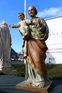 St. Joseph Statue en wood polychrome, France 19th century