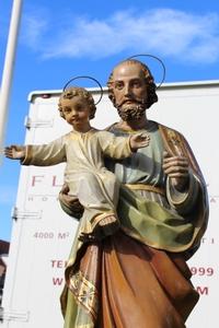 St. Joseph Statue en wood polychrome, France 19th century