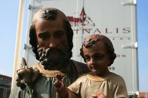 St. Joseph Statue en PLASTER POLYCHROME, France 19th century