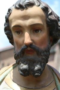 St. Joseph Statue en plaster polychrome, France 19th century