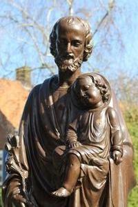 St. Joseph Statue en Cast Iron, France 19th century