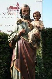 St. Joseph Statue en PLASTER POLYCHROME, France 19th century