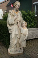 St. Joseph Statue en plaster polychrome, Belgium 19th century