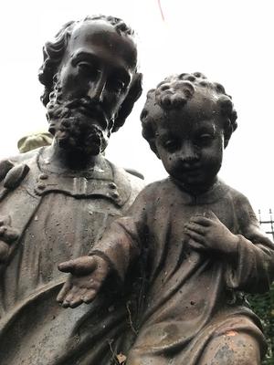 St. Joseph Statue Suitable For Outdoor en Cast Iron, France 19th century ( anno 1870 )