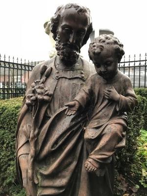 St. Joseph Statue Suitable For Outdoor en Cast Iron, France 19th century ( anno 1870 )