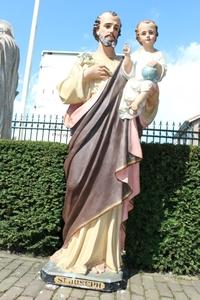 St. Joseph Statue With Child en plaster polychrome, France 19th century