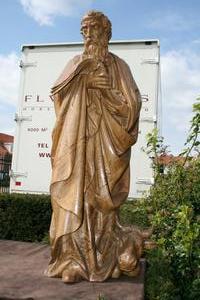 St. Lucas Statue en Handcarved Oak wood, Flemish 18th century
