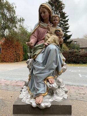 St. Mary And The Child  en Terra-Cotta Polychrome, France 19th century ( anno 1890 )