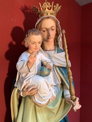 St. Mary & Child en wood polychrome, Belgium 19th century ( anno 1890 )