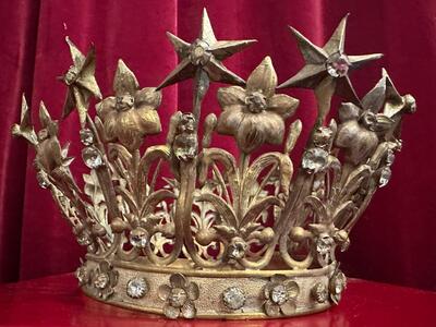 St. Mary Crown en Brass / Gilt / Stones / Glass, France 19 th century ( Anno 1855 )