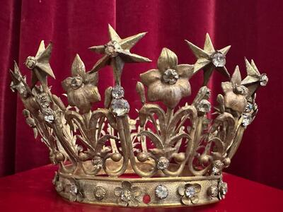 St. Mary Crown en Brass / Gilt / Stones / Glass, France 19 th century ( Anno 1855 )