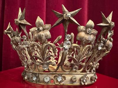 St. Mary Crown en Brass / Gilt / Stones / Glass, France 19 th century ( Anno 1855 )