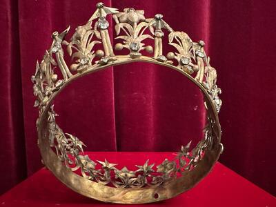 St. Mary Crown en Brass / Gilt / Stones / Glass, France 19 th century ( Anno 1855 )