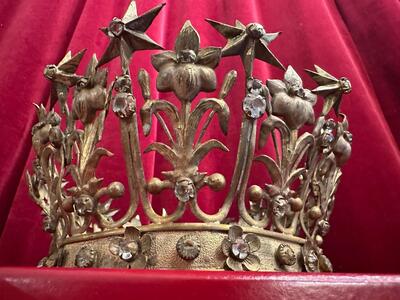 St. Mary Crown en Brass / Gilt / Stones / Glass, France 19 th century ( Anno 1855 )