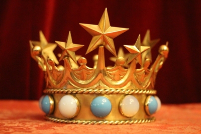 St. Mary Crown en Brass polished Gem Stones, France