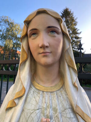 St. Mary Lourdes Statue en Terra - Cotta , France 19 th century