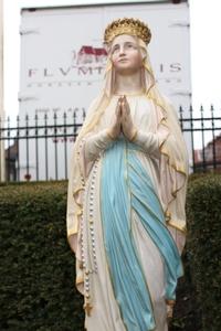 St. Mary Lourdes Statue en Terra-Cotta polychrome, France 19th century