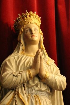 St. Mary Lourdes Statue en Terra-Cotta polychrome, France 19th century ( anno 1875 )