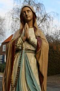 St. Mary Lourdes Statue Suitable For Outdoor Use en Zinc, France 19th century