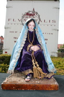 St. Mary / Mater Dolorosa en hand - carved wood / polychrome - dressed, Spain 19th century