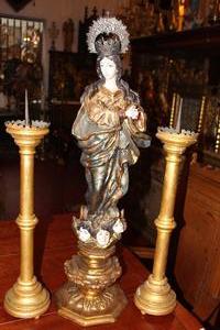 St. Mary Statue en wood polychrome, 19th century