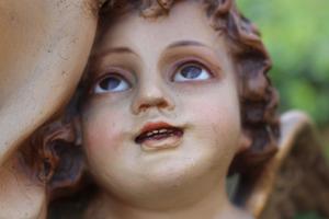 St. Mary Statue en PLASTER POLYCHROME GLASS EYES, France 19th century