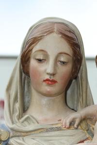 St. Mary Statue en plaster polychrome, Belgium 19th century