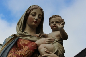 St. Mary Statue en plaster polychrome, Belgium 19th century