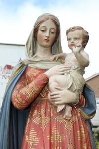 St. Mary Statue en plaster polychrome, Belgium 19th century