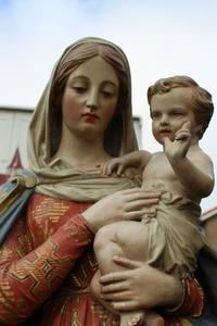 St. Mary Statue en plaster polychrome, Belgium 19th century