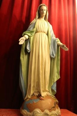 St Mary Statue en plaster polychrome, France (Paris) Signed with Stamp at the back. 19th century