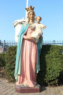 St. Mary Statue en plaster polychrome, Belgium 19th century