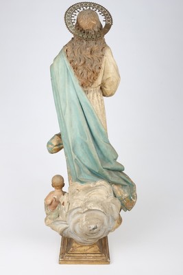 St. Mary Statue  en Wood Polychrom / Glass Eyes, Barcelona Spain 19th Century