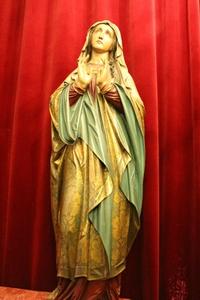 St. Mary Statue en fully hand-carved wood / polychrome / gilt, Belgium 19th century