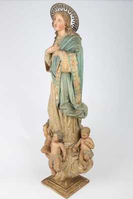 St. Mary Statue  en Wood Polychrom / Glass Eyes, Barcelona Spain 19th Century