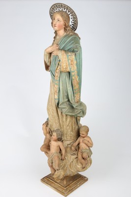 St. Mary Statue  en Wood Polychrom / Glass Eyes, Barcelona Spain 19th Century