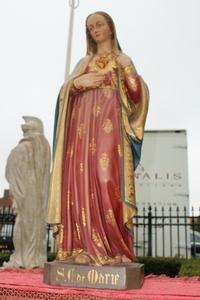 St. Mary Statue en plaster polychrome, Belgium 19th century