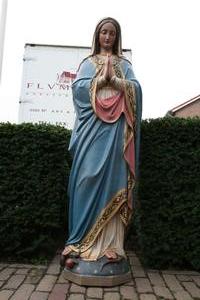 St. Mary Statue en Terra-Cotta polychrome, Belgium 19th century