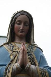 St. Mary Statue en Terra-Cotta polychrome, Belgium 19th century