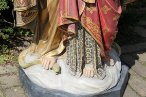 St. Mary Statue With Child en plaster polychrome, Belgium 19th century