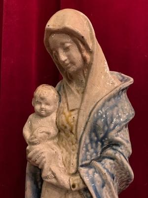 St. Mary Statue With Child.  Terraco Beesel.  en Terra-Cotta polychrome, Dutch 20th century