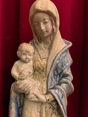 St. Mary Statue With Child.  Terraco Beesel.  en Terra-Cotta polychrome, Dutch 20th century