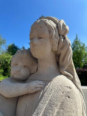 St. Mary Suitable For Outside ! en Hand - Carved Sandstone, France 19 th century