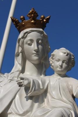 St. Mary With Child en plaster polychrome, Belgium 19th century