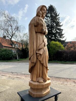 St. Mary With Child  en Hand - Carved Wood , 20 th century ( Anno 1950 )