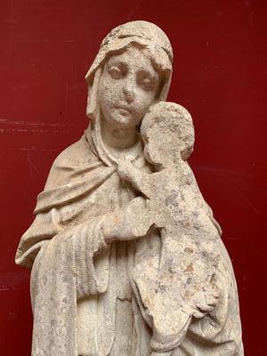 St. Mary With Child en hand-carved Sandstone, Belgium 19th century