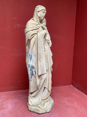 St. Mary With Child en hand-carved Sandstone, Belgium 19th century