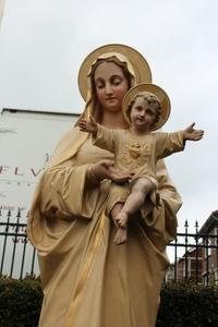 St. Mary With Child en plaster polychrome, Belgium 19th century