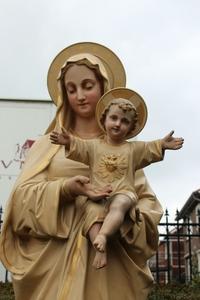 St. Mary With Child en plaster polychrome, Belgium 19th century